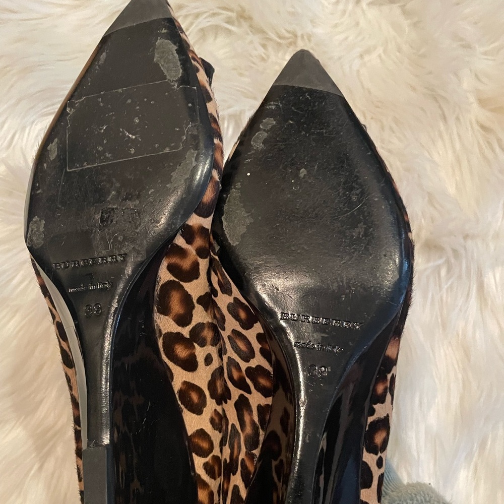 Burberry Leopard Wedge Heels with Maroon Tassels -  sz 38 - Picture 6 of 6